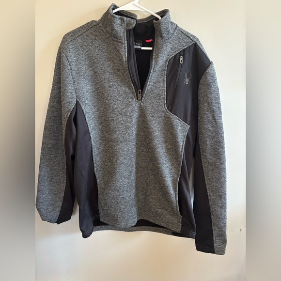 SPYDER Gait 1/2 Zip Sweater Pullover Gray Black Jacket Size Medium - Picture 2 of 7
